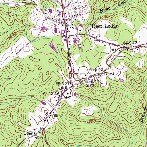 Topographic Map of Deer Lodge Post Office, TN