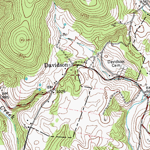 Topographic Map of Davidson School (historical), TN