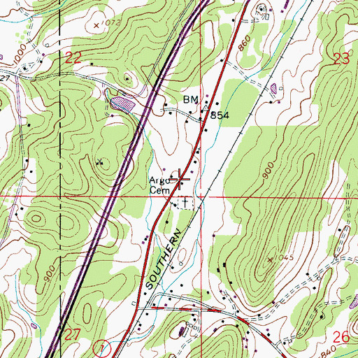 Topographic Map of Argo Church, AL