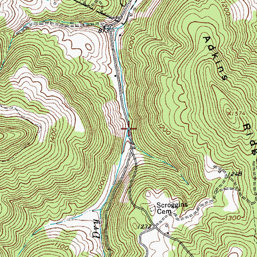 Topographic Map of Dry Creek School (historical), TN