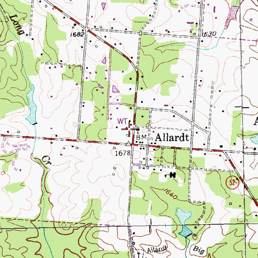 Topographic Map of Allardt Post Office, TN