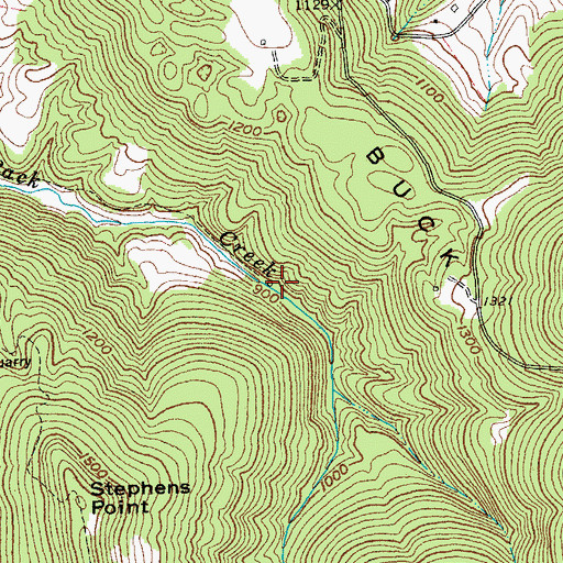 Topographic Map of Back Creek School (historical), TN