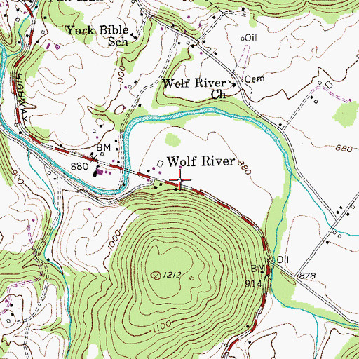 Topographic Map of Pall Mall Post Office, TN