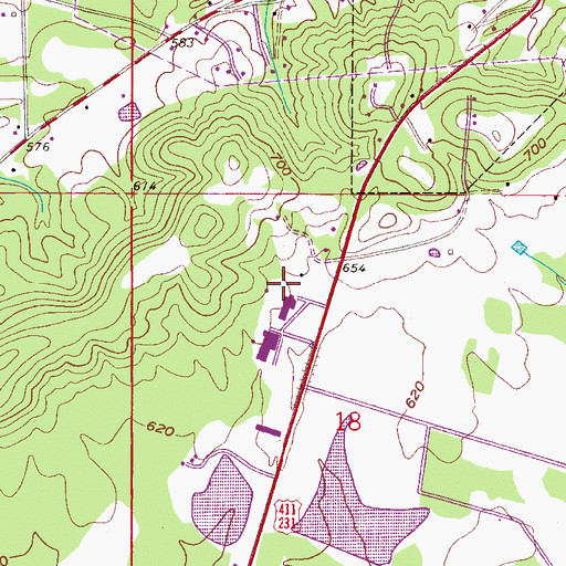 Topographic Map of Ashville High School, AL