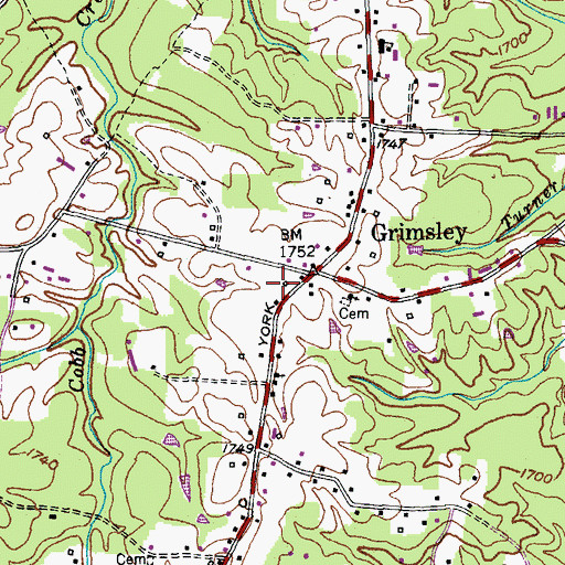 Topographic Map of Grimsley Post Office, TN