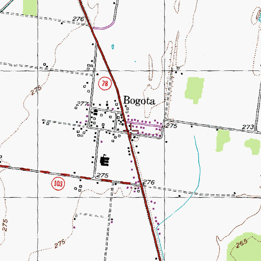 Topographic Map of Bogota Post Office, TN