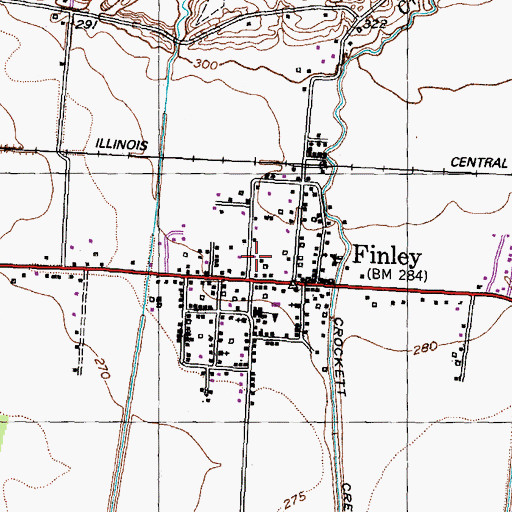 Topographic Map of Finley Post Office, TN