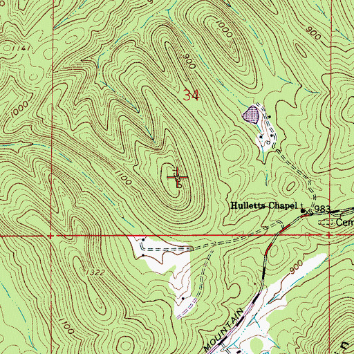 Topographic Map of Bear Mountain, AL