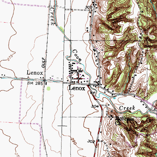 Topographic Map of Lenox Post Office, TN