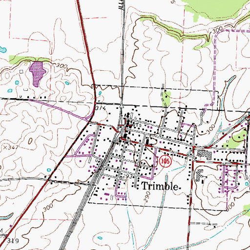 Topographic Map of Trimble Post Office, TN