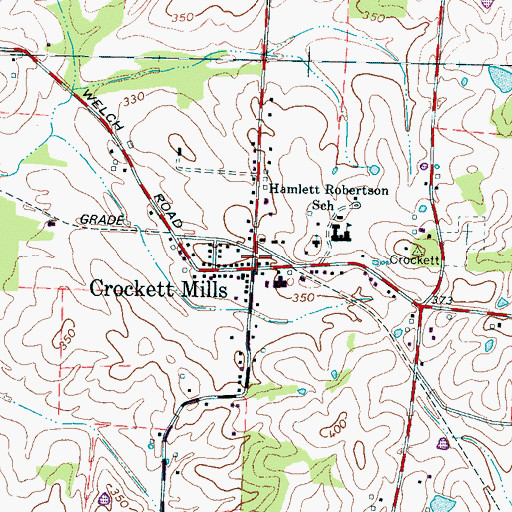 Topographic Map of Crockett Mills Post Office, TN