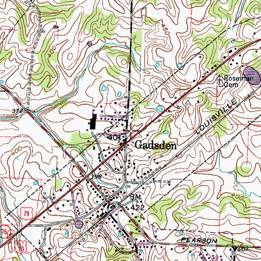 Topographic Map of Gadsden Post Office, TN