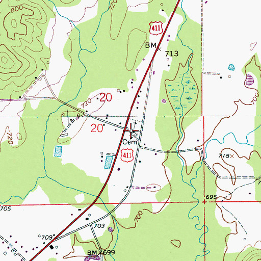 Topographic Map of Bethel Baptist Church, AL