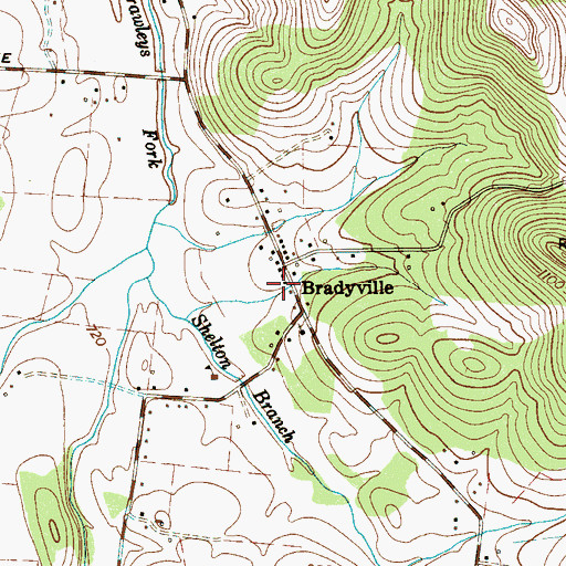 Topographic Map of Bradyville Post Office, TN