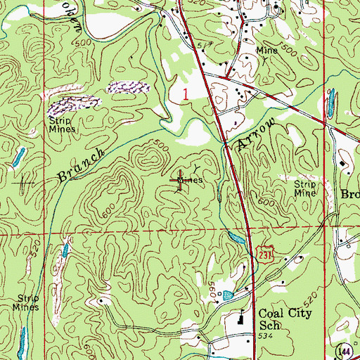 Topographic Map of Brewer Slope Mine, AL