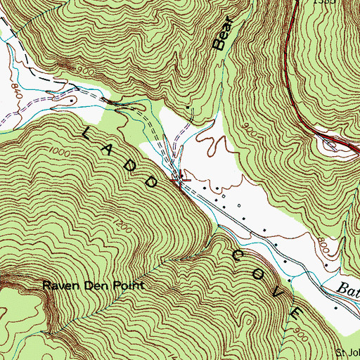 Topographic Map of Dripping Spring Cove Branch, TN