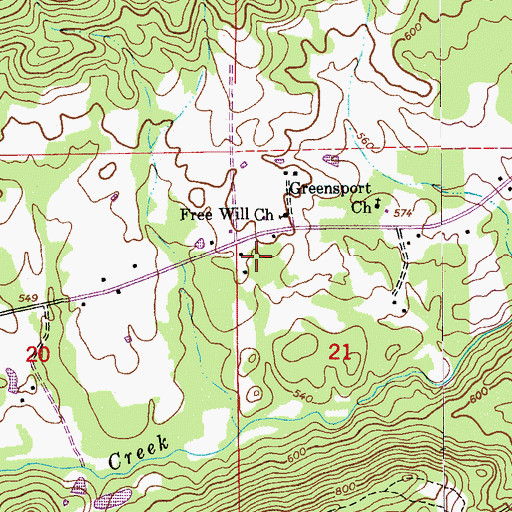 Topographic Map of Bryant School (historical), AL