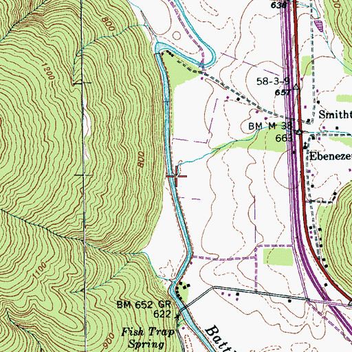 Topographic Map of Kelly Cove Branch, TN