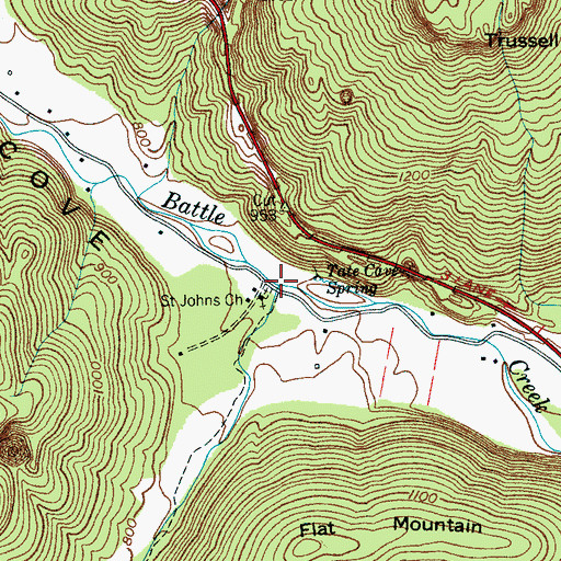 Topographic Map of Mitchell Cove Branch, TN