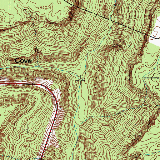 Topographic Map of Monteagle Cove Branch, TN