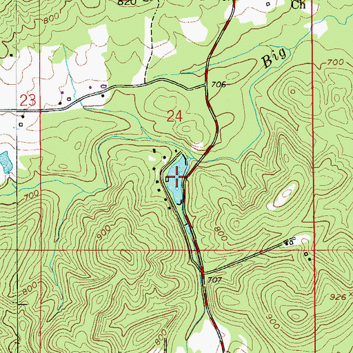 Topographic Map of Canoe Lake, AL