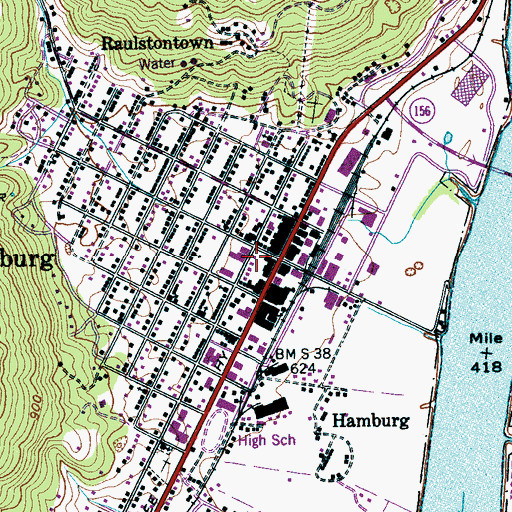 Topographic Map of South Pittsburg Post Office, TN