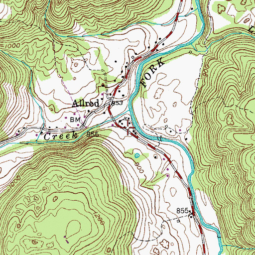 Topographic Map of Allred Post Office, TN