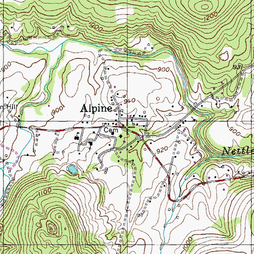 Topographic Map of Alpine Post Office, TN