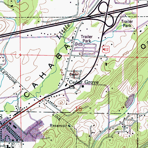 Topographic Map of Cedar Grove Cemetery, AL