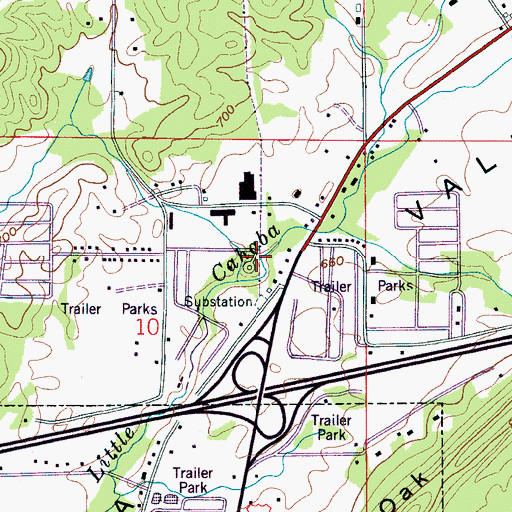 Topographic Map of Cedar Springs Park, AL