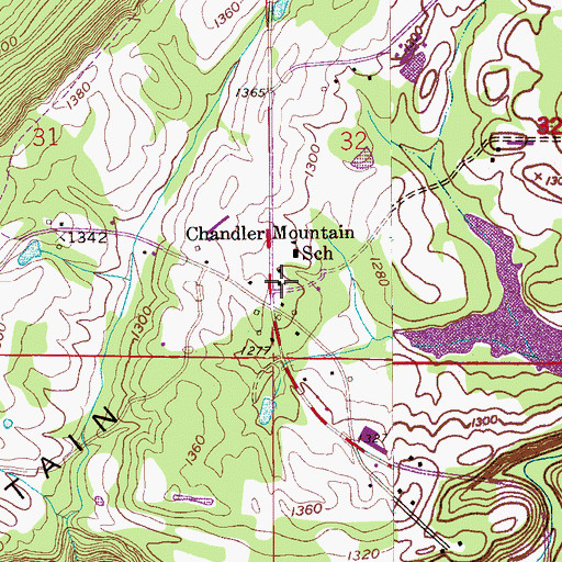 Topographic Map of Chandler Mountain Church, AL
