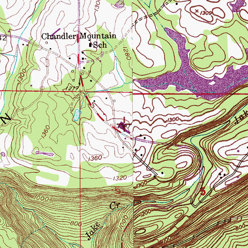 Topographic Map of Chandler Mountain Community Center, AL