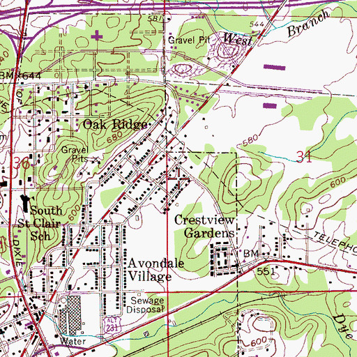 Topographic Map of Church of God of Prophecy, AL