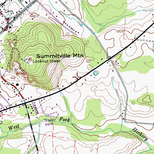 Topographic Map of Summitville Post Office, TN