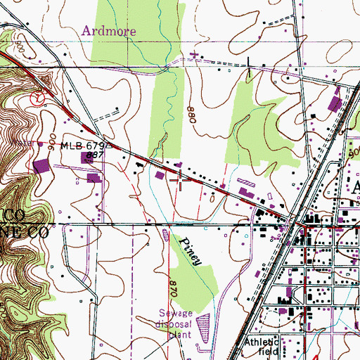 Topographic Map of Ardmore Post Office, TN