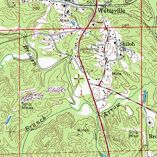 Topographic Map of Coal (historical), AL