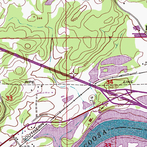 Topographic Map of Colemans Chapel (historical), AL