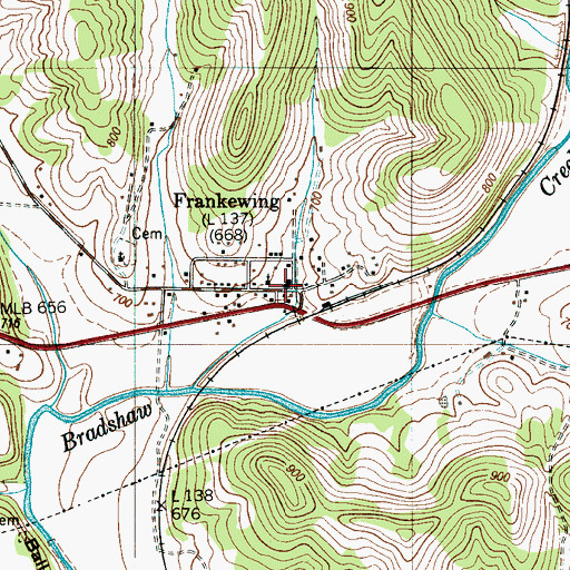 Topographic Map of Frankewing Post Office, TN