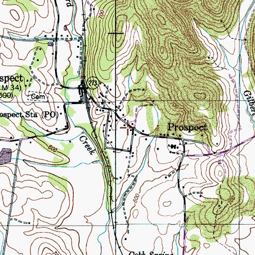 Topographic Map of Prospect Post Office, TN