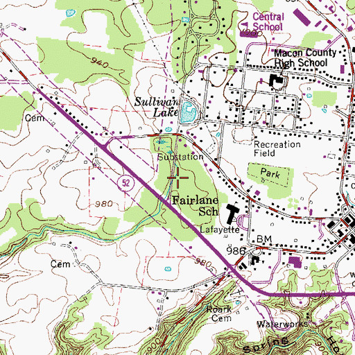Topographic Map of Lafayette Post Office, TN