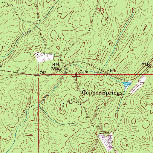 Topographic Map of Copper Springs Church, AL