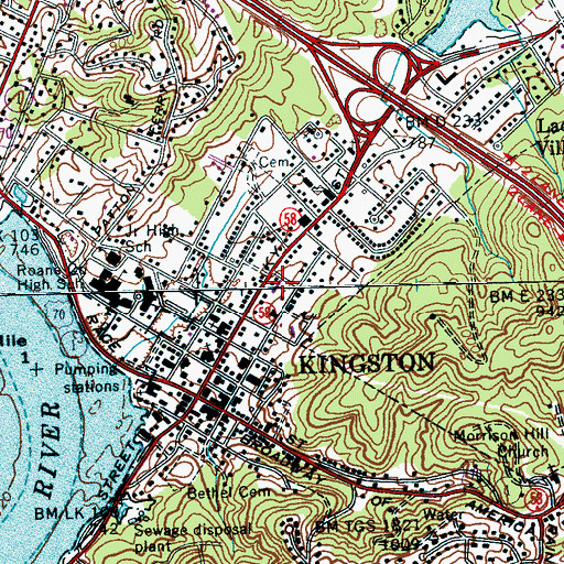 Topographic Map of Kingston Post Office, TN