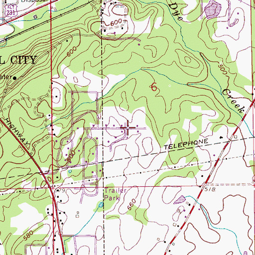 Topographic Map of Dellwood, AL