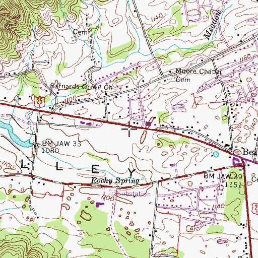 Topographic Map of Bean Station Post Office, TN