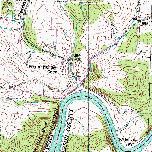 Topographic Map of Heatherly Spring, TN