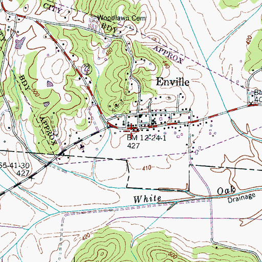 Topographic Map of Enville Post Office, TN