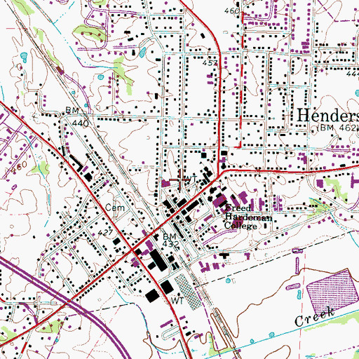 Topographic Map of Henderson Post Office, TN