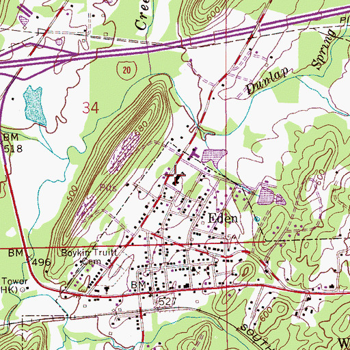 Topographic Map of Eden Elementary School, AL