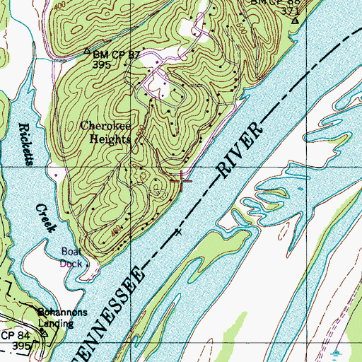 Topographic Map of Parkers Landing, TN