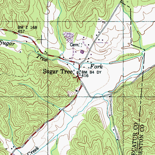 Topographic Map of Sugar Tree Post Office, TN